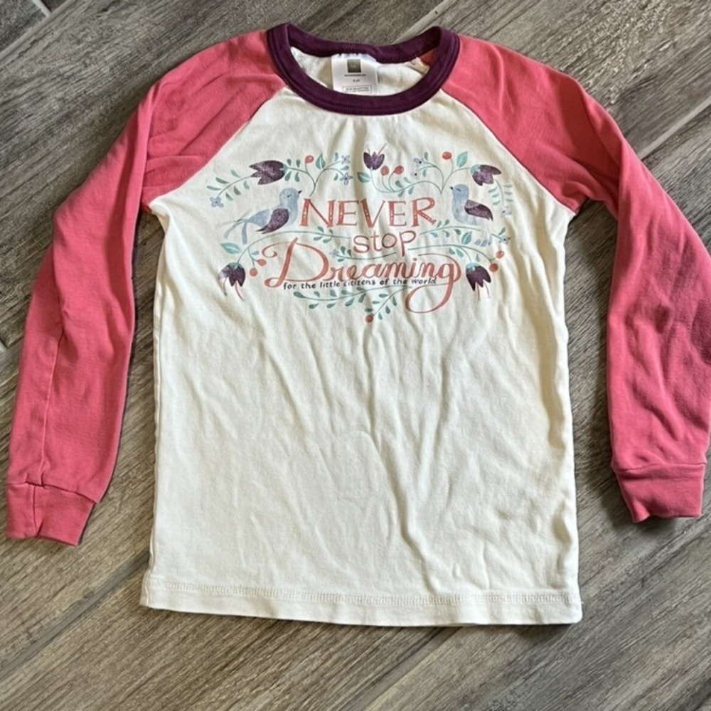 Tea Collection Never Stop Dreaming Long Sleeve T Shirt Birds Floral Girl's 6